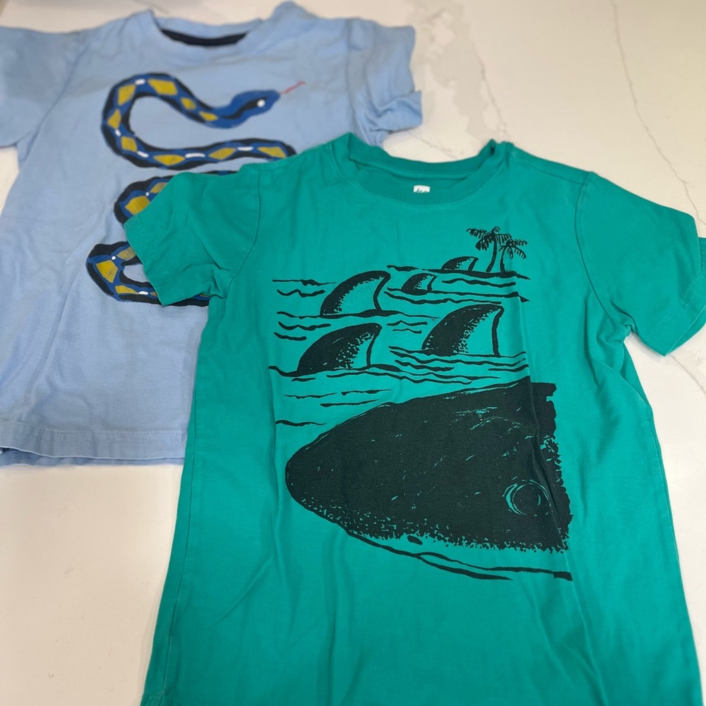 Tea Collection Blue and Green Short Sleeve Graphic Tees